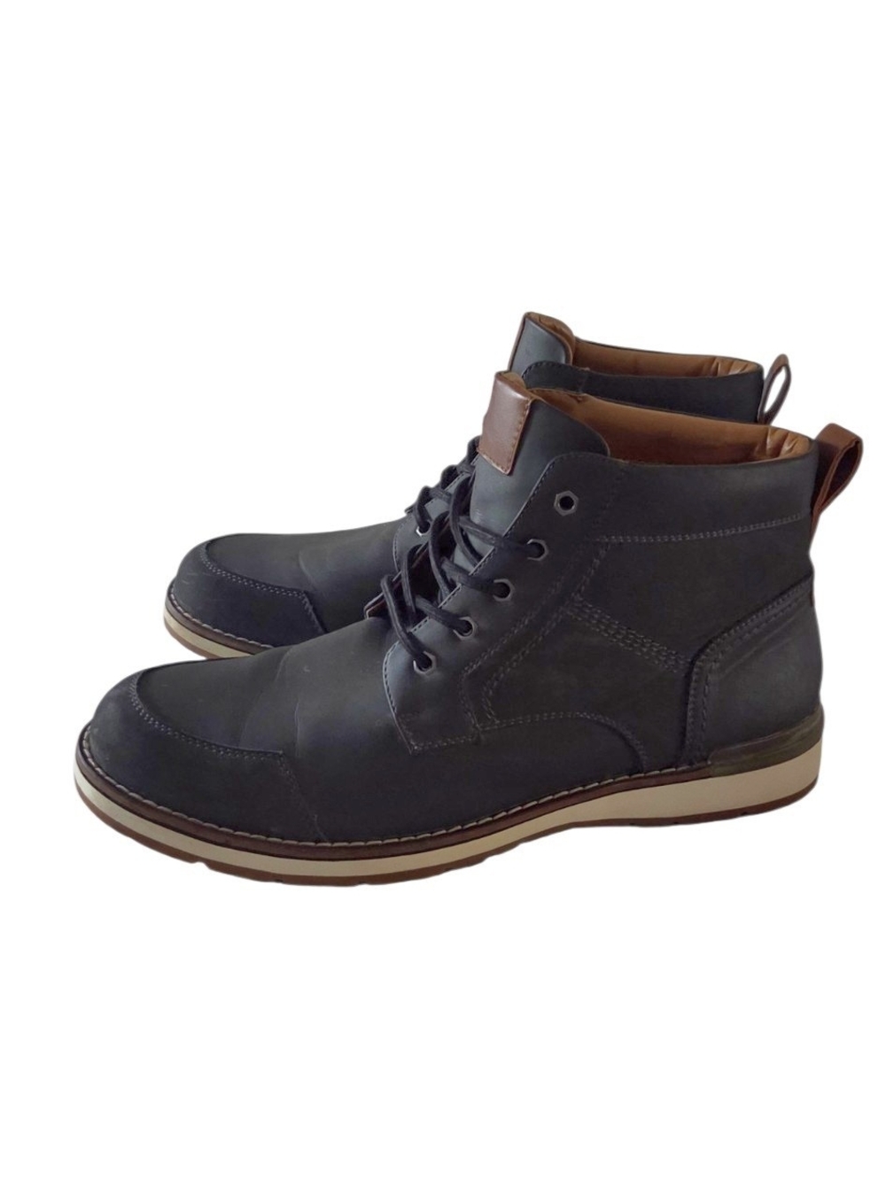 Goodfellow & Co Men’s Size 12 Black Lace Up Ankle Boots Brown Trim Casual